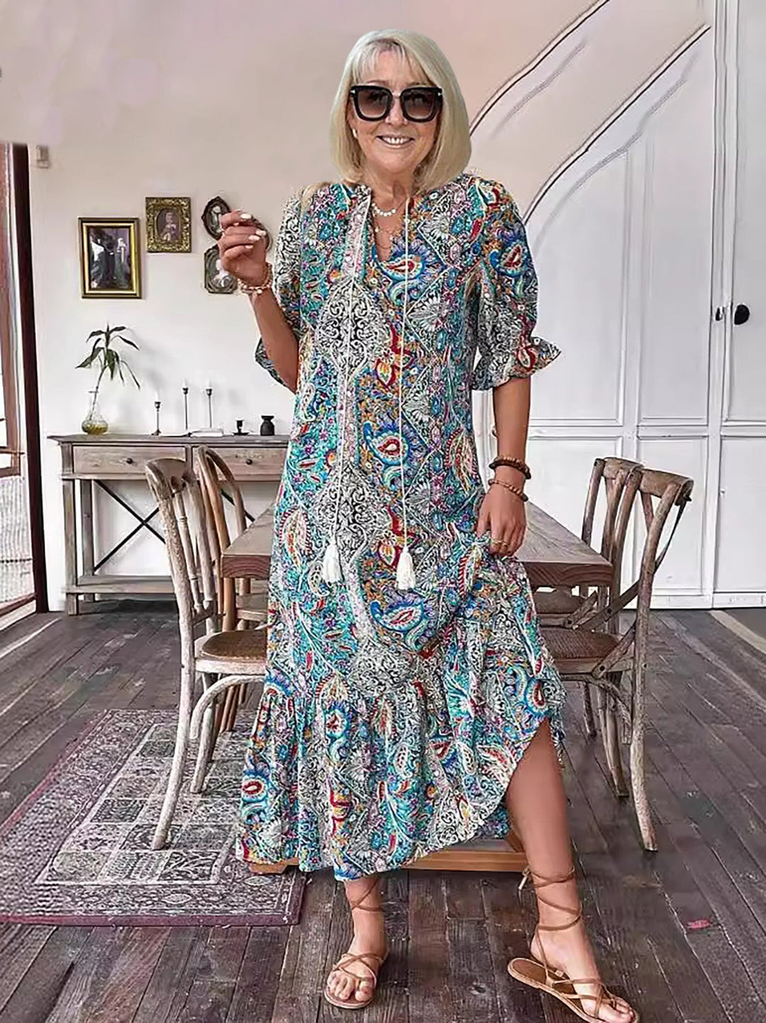 Averie – Bedrucktes Boho-Midikleid