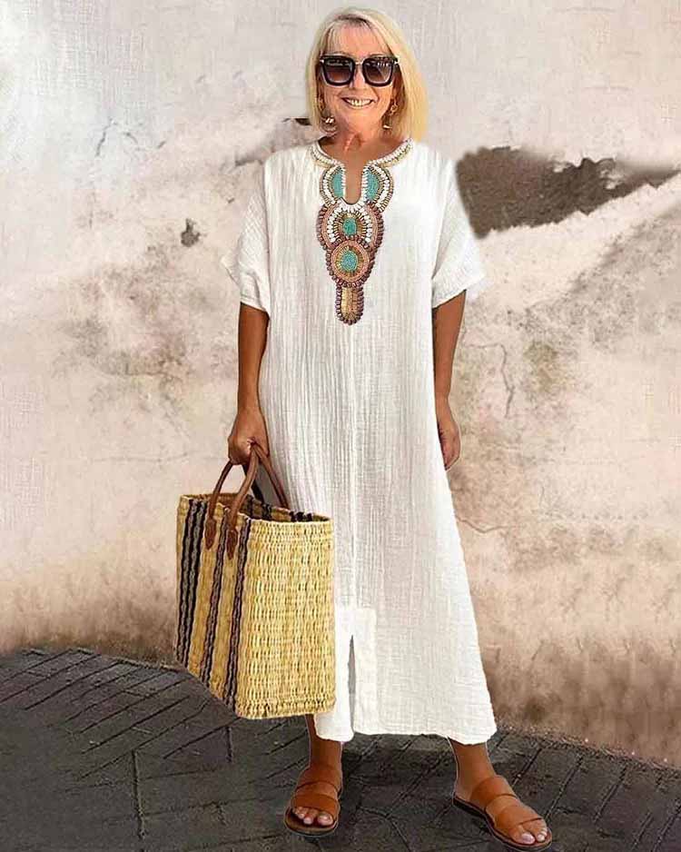 Anika – Bedrucktes Boho-Midikleid