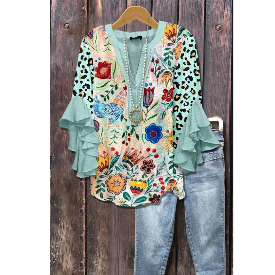 Waverley – Bluse mit Volantärmeln und Print