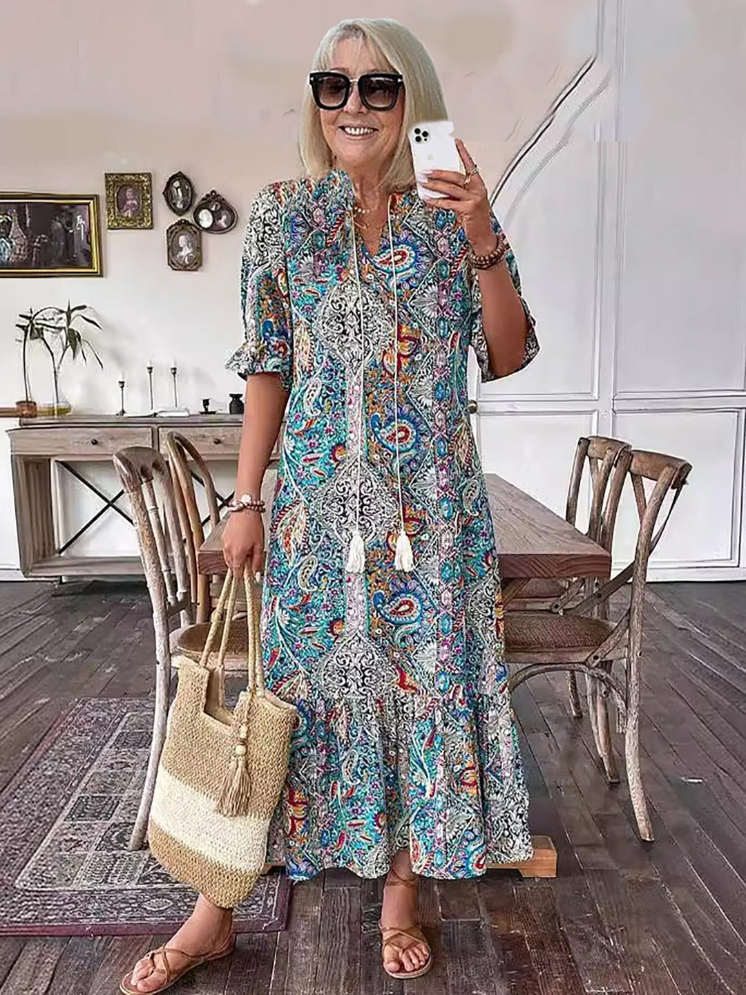 Averie – Bedrucktes Boho-Midikleid
