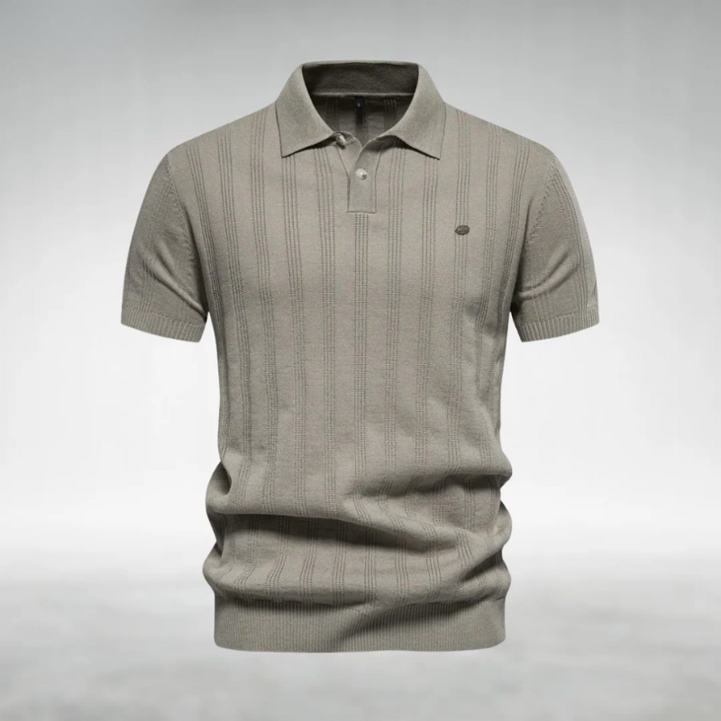 Finjeno – Geripptes Poloshirt mit Strukturmuster