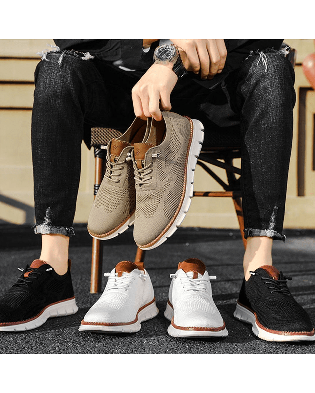 Tildo – Strick-Sneaker mit Profilsohle