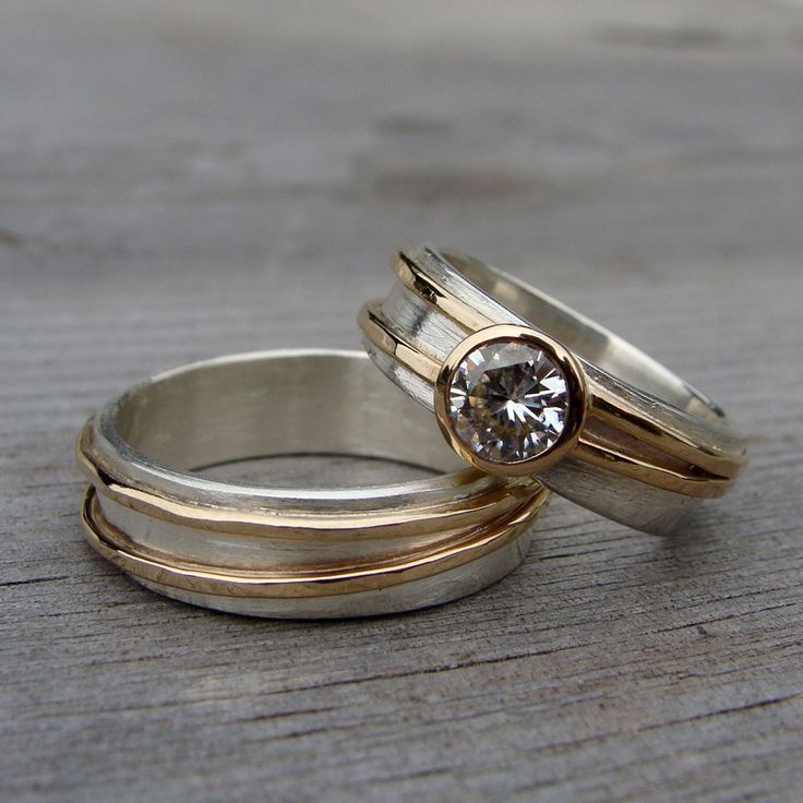 Vintage Feines Zirkonia Gold- & Silber-Ringset