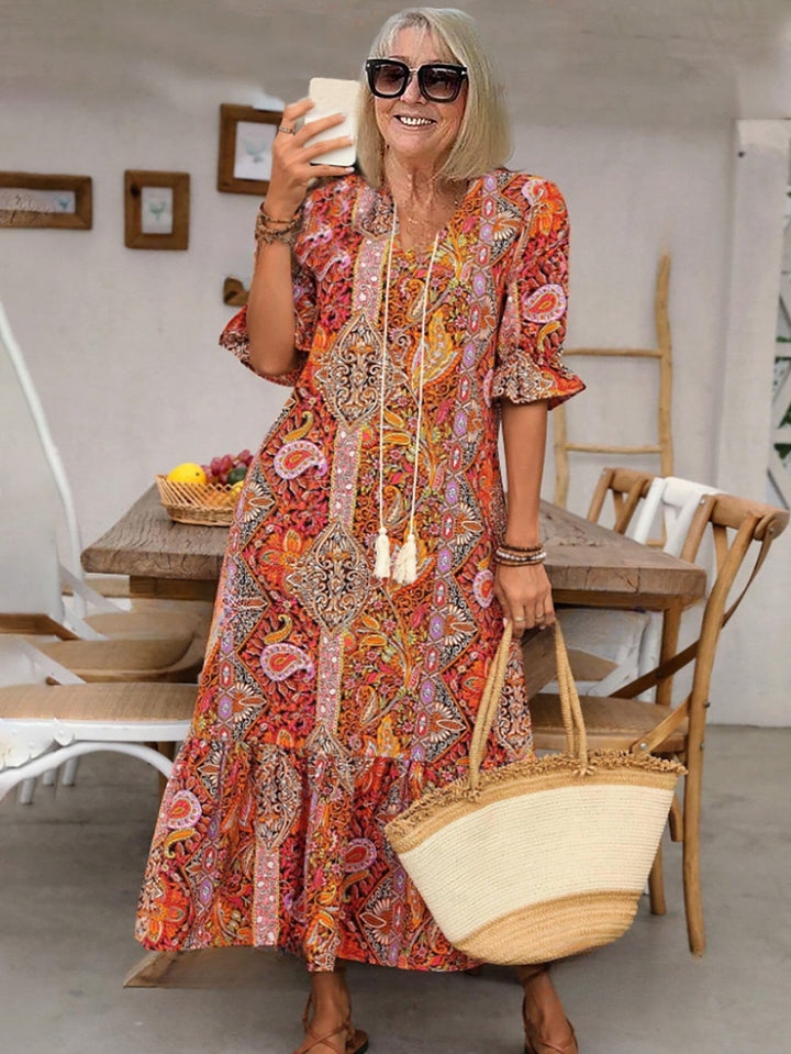 Averie – Bedrucktes Boho-Midikleid