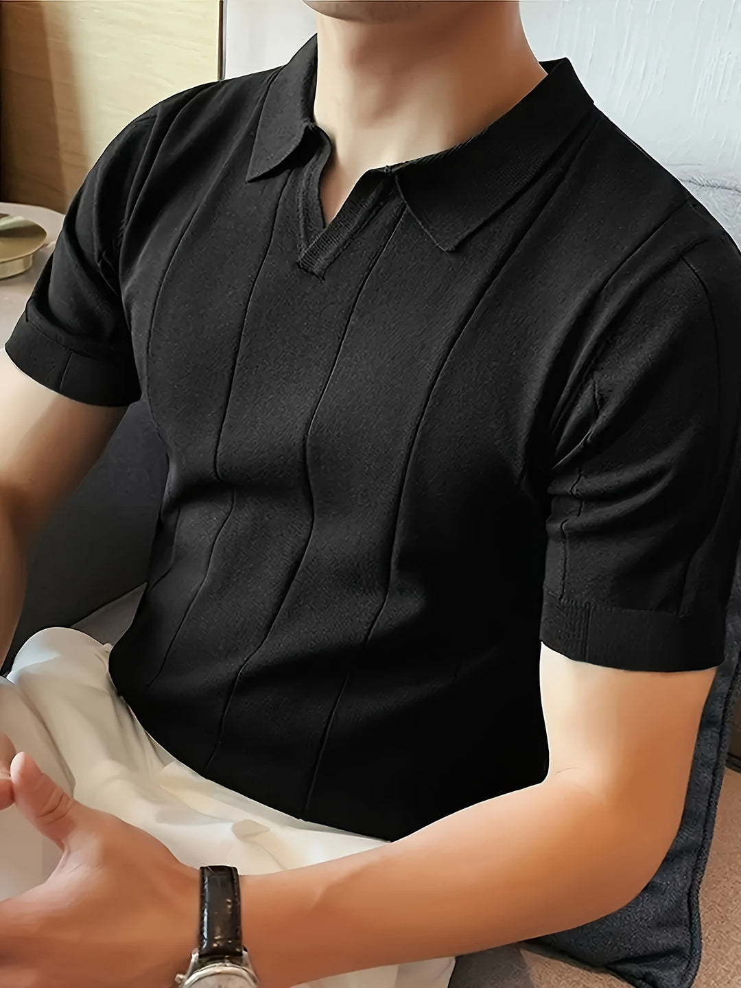 Niklas – Kurzarm Feinstrick-Poloshirt