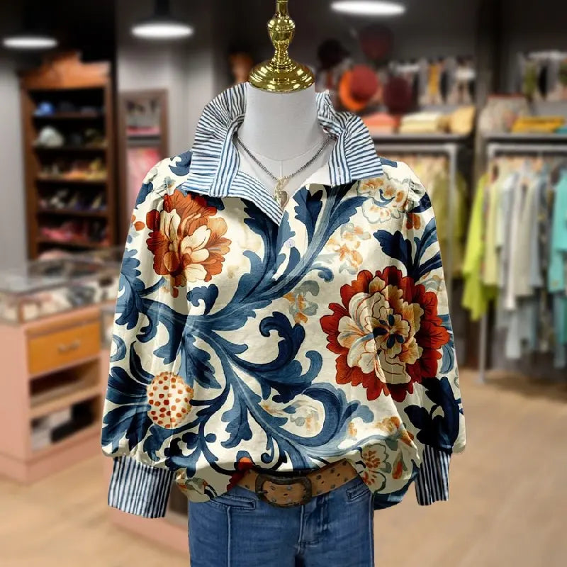 Serenity – Klassische Vintage-Bluse mit Blumenmuster
