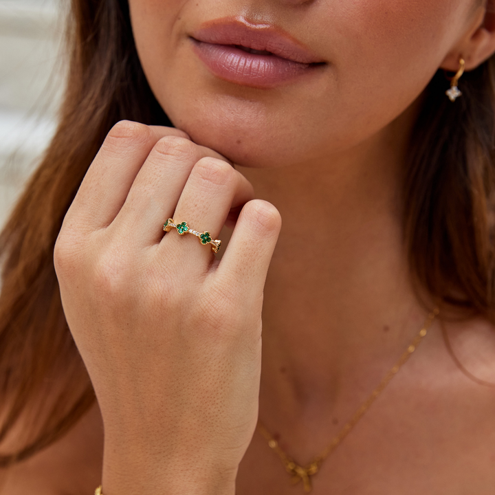 Glück - Kleeblatt Kristallring