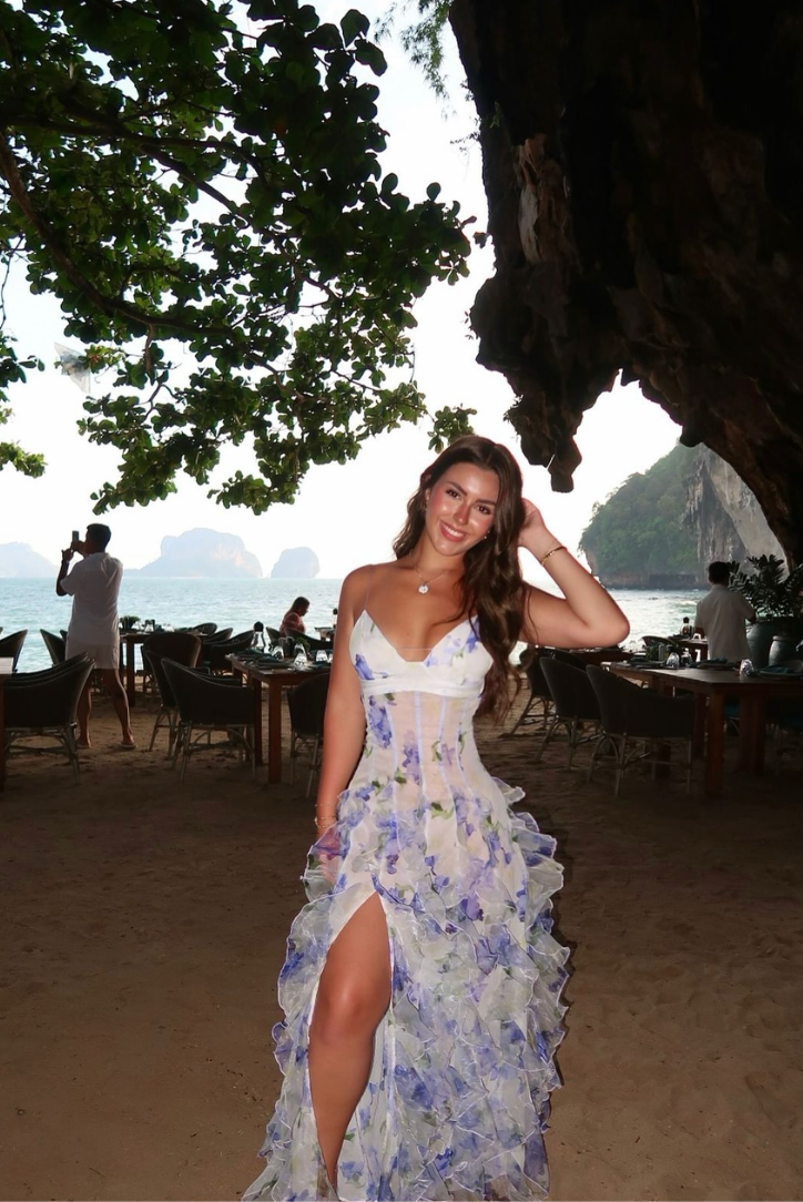 Hivira – Maxikleid mit Blumen und Rüschen