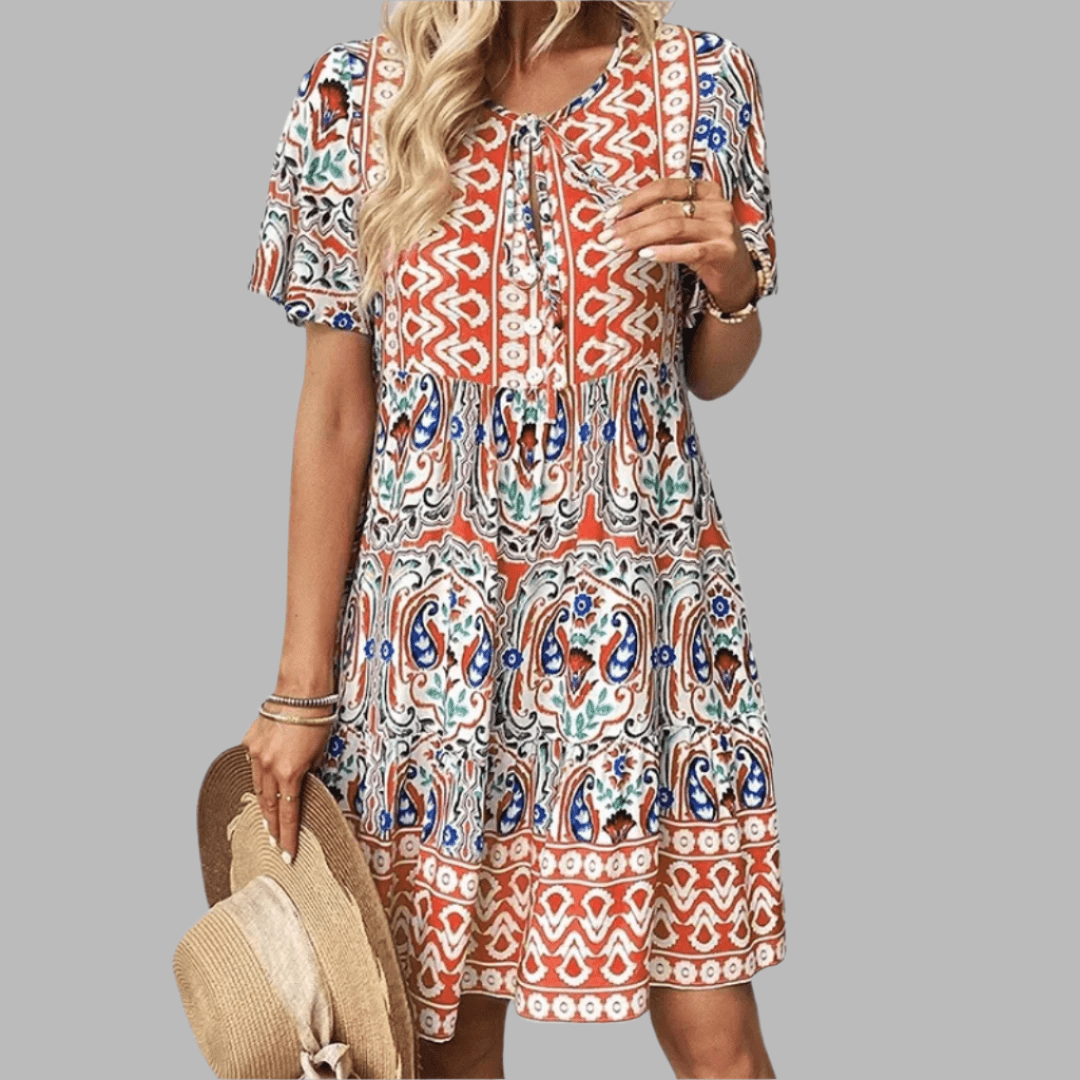 Aeliana – Boho-Kleid mit Print