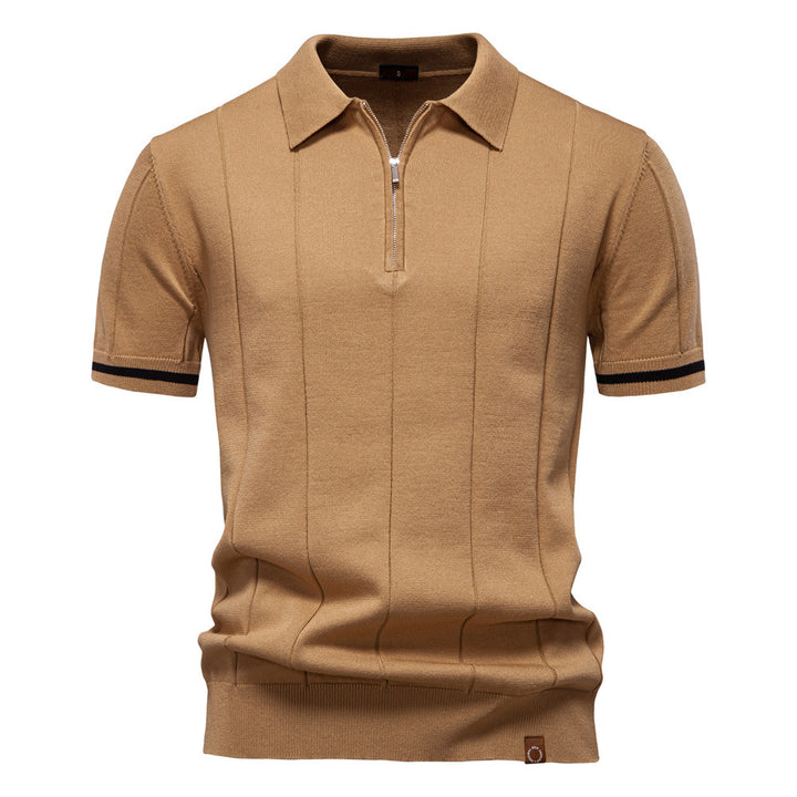 Gunther – Struktur-Zip-Poloshirt mit Kontrastdetails