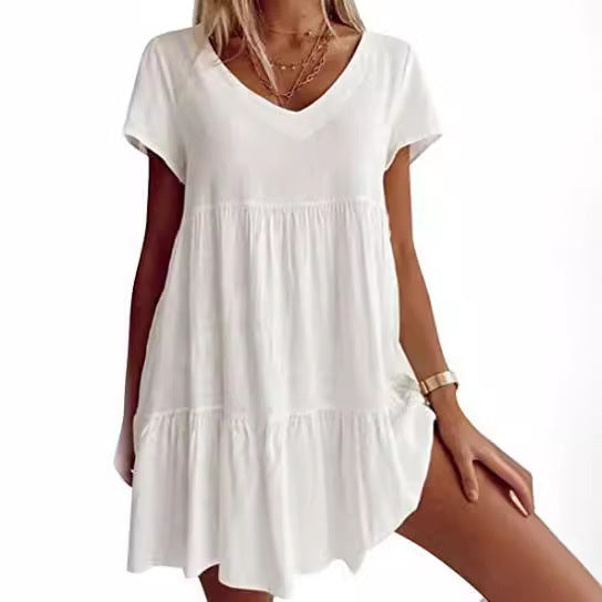 Lianelle – Stufiges Minikleid mit V-Ausschnitt