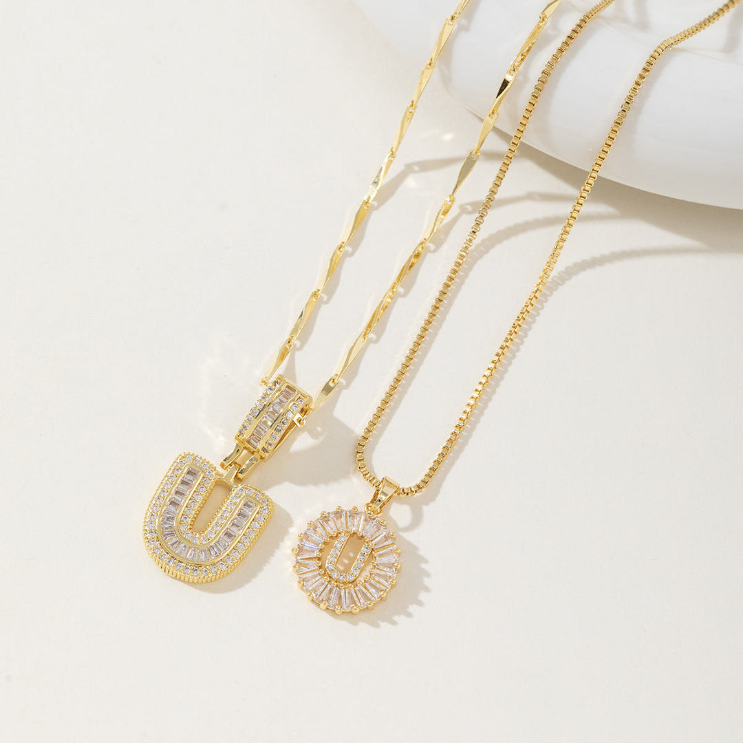 Elegantes 2er-Set Buchstabenanhänger-Halsketten