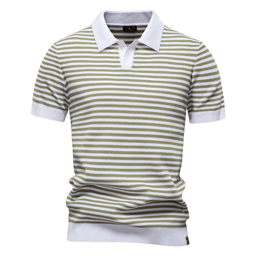 Gregor – Feinstrick Poloshirt mit Streifen