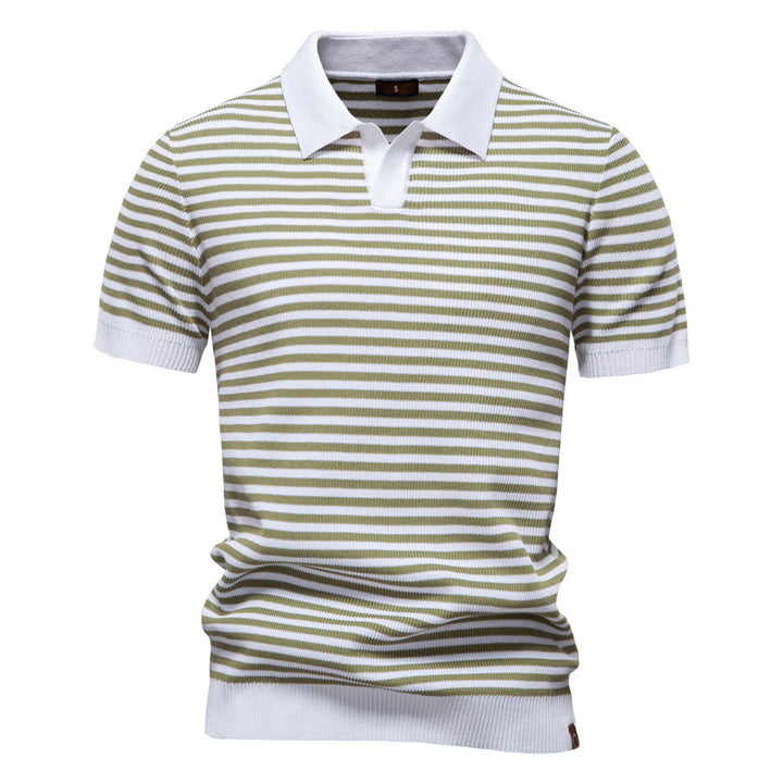 Gregor – Feinstrick Poloshirt mit Streifen