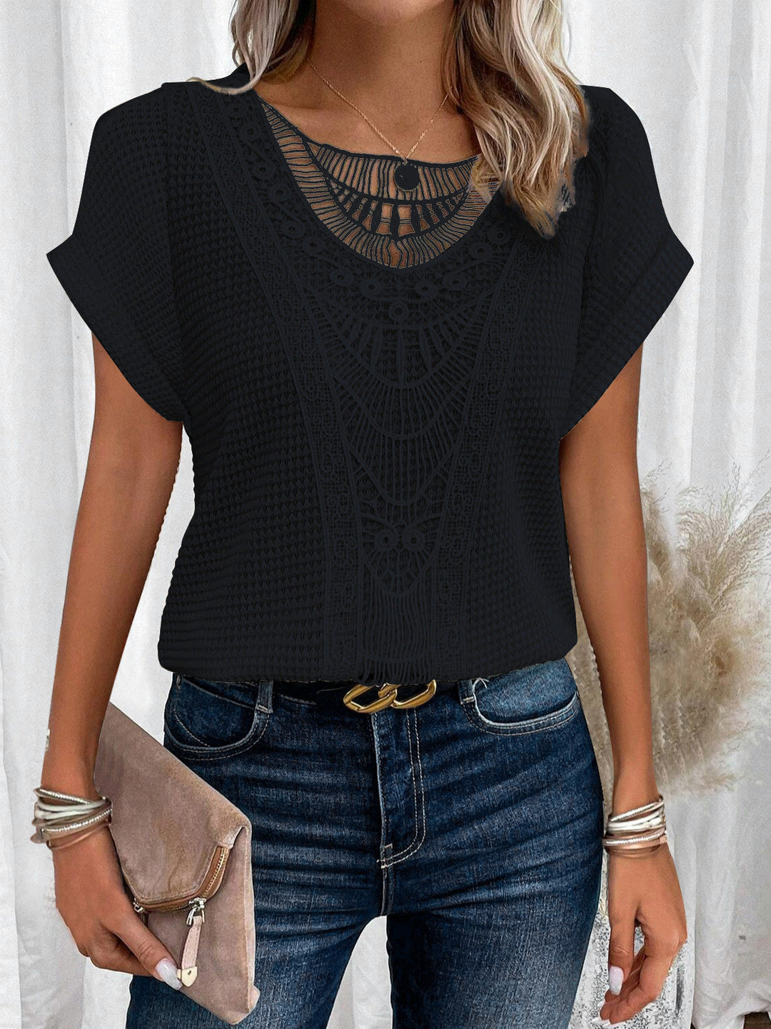Zarelle – Kurzarm-Top mit Spitzendetails