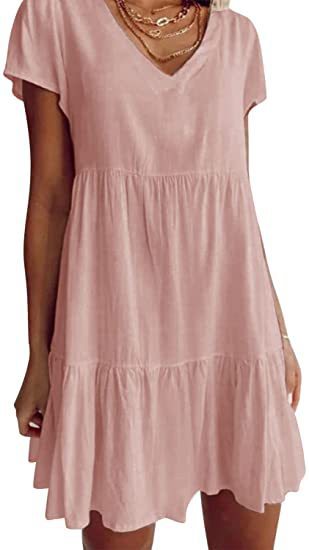 Lianelle – Stufiges Minikleid mit V-Ausschnitt