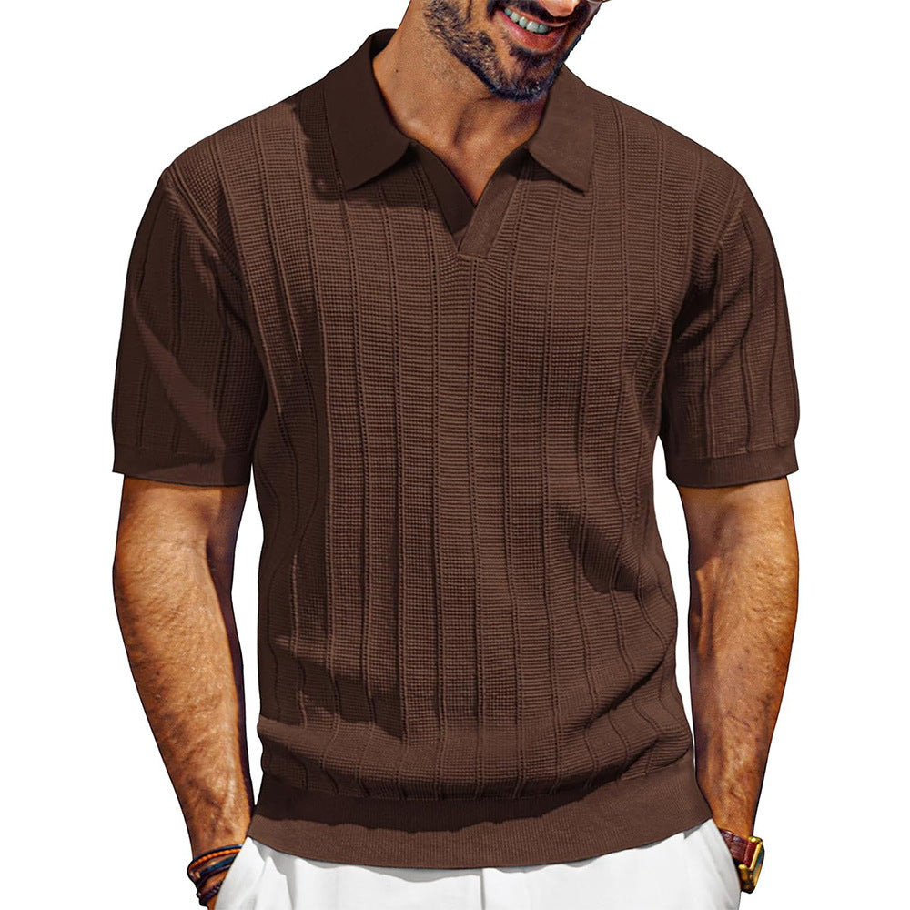 Rudric – Geripptes Strick-Poloshirt