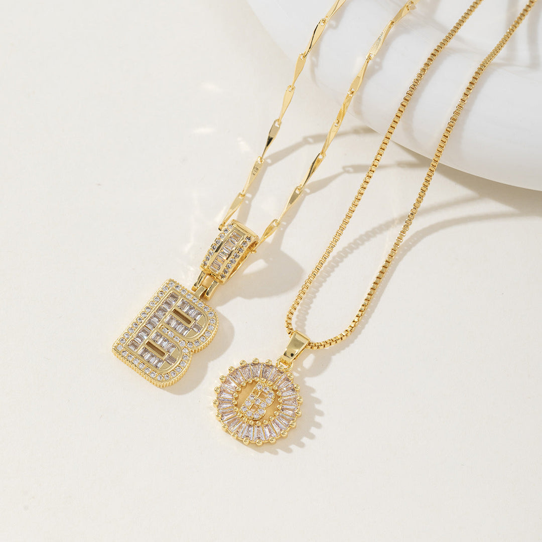 Elegantes 2er-Set Buchstabenanhänger-Halsketten