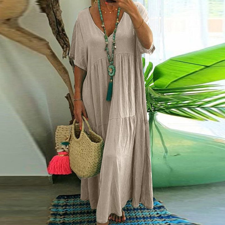 Anna – Lockeres Maxikleid mit V-Ausschnitt