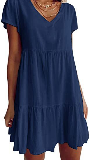 Lianelle – Stufiges Minikleid mit V-Ausschnitt