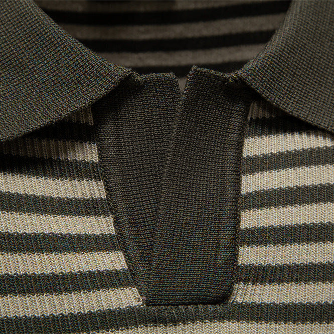 Gregor – Feinstrick Poloshirt mit Streifen