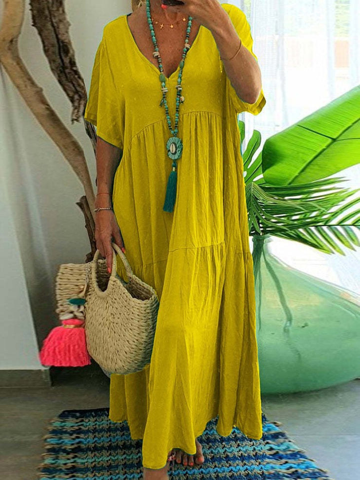 Anna – Lockeres Maxikleid mit V-Ausschnitt