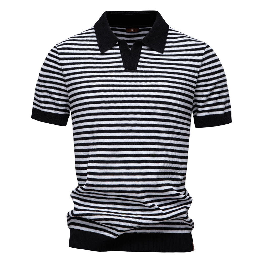 Gregor – Feinstrick Poloshirt mit Streifen