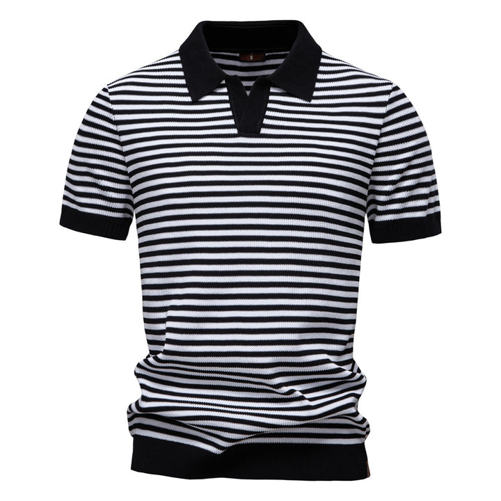 Gregor – Feinstrick Poloshirt mit Streifen