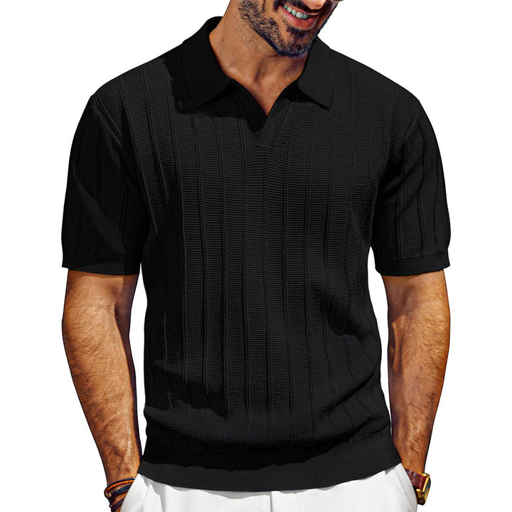 Rudric – Geripptes Strick-Poloshirt