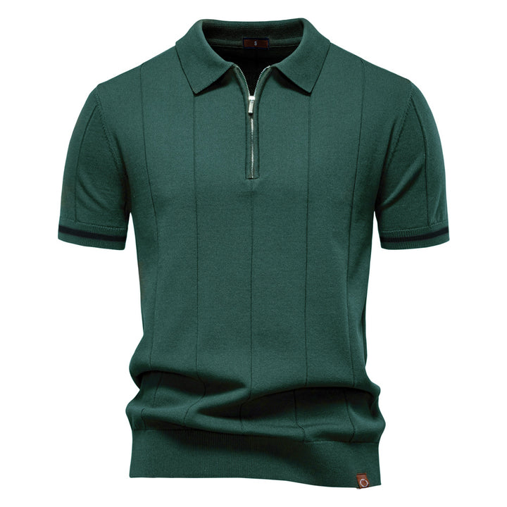 Gunther – Struktur-Zip-Poloshirt mit Kontrastdetails