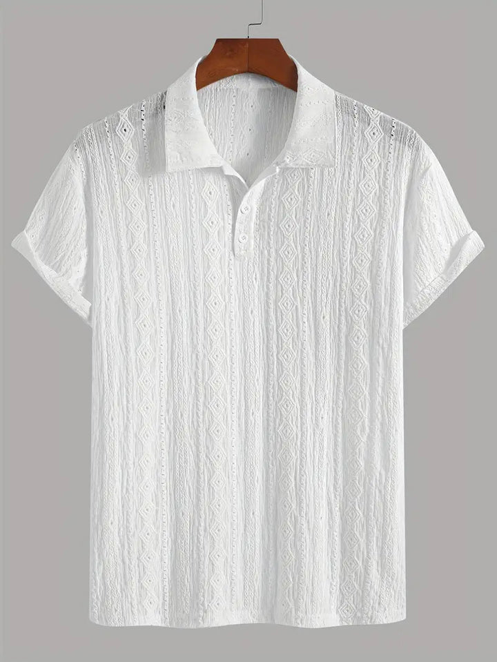 Detlef – Feinstrick-Poloshirt mit Strukturmuster