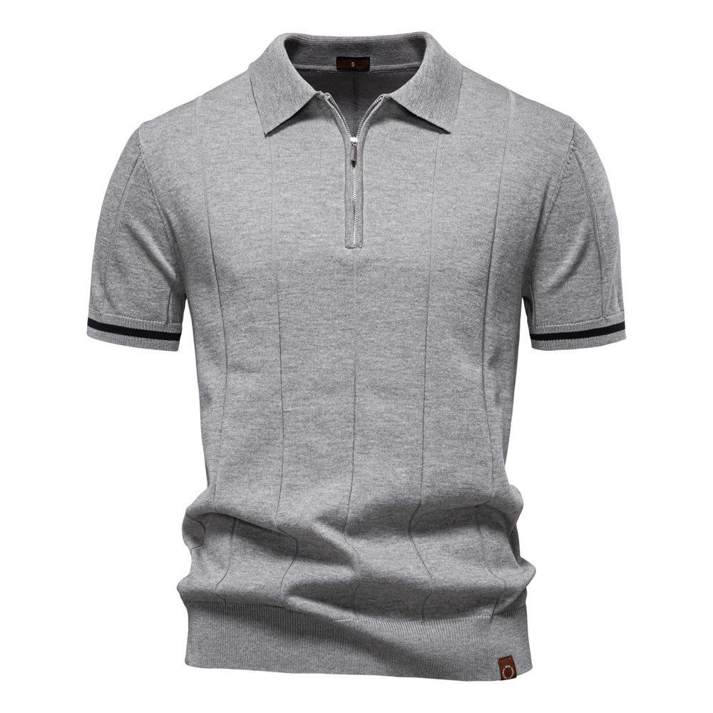 Gunther – Struktur-Zip-Poloshirt mit Kontrastdetails