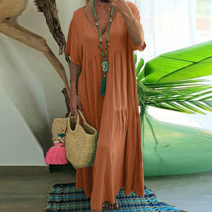 Anna – Lockeres Maxikleid mit V-Ausschnitt