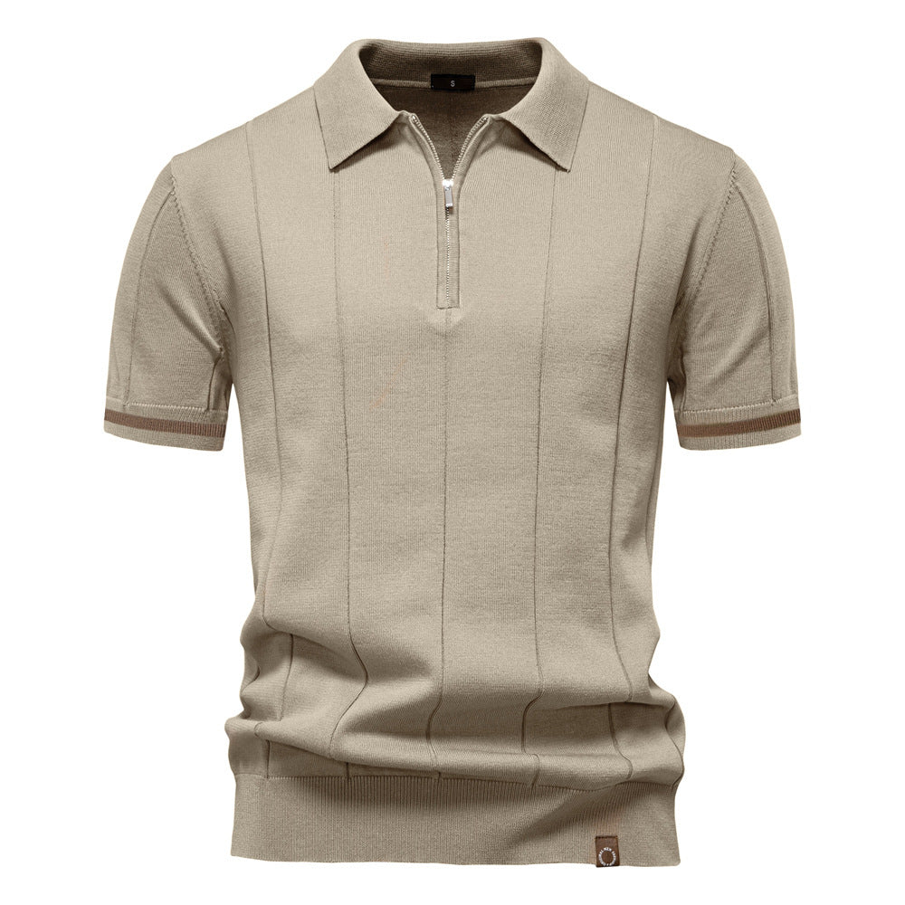 Gunther – Struktur-Zip-Poloshirt mit Kontrastdetails