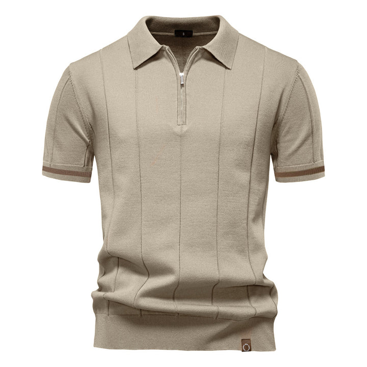 Gunther – Struktur-Zip-Poloshirt mit Kontrastdetails
