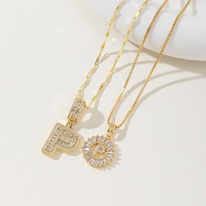 Elegantes 2er-Set Buchstabenanhänger-Halsketten