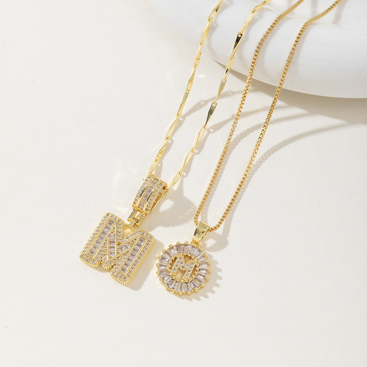 Elegantes 2er-Set Buchstabenanhänger-Halsketten