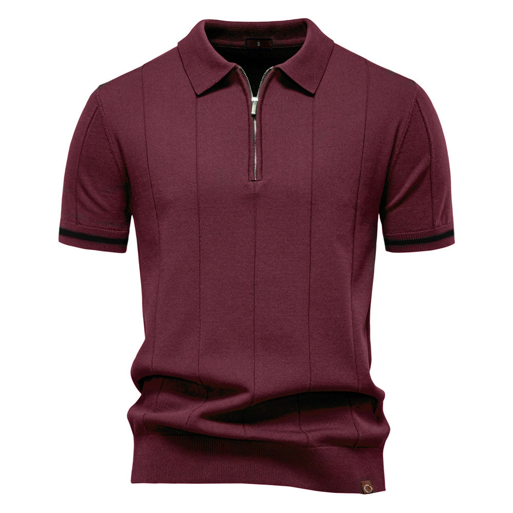 Gunther – Struktur-Zip-Poloshirt mit Kontrastdetails