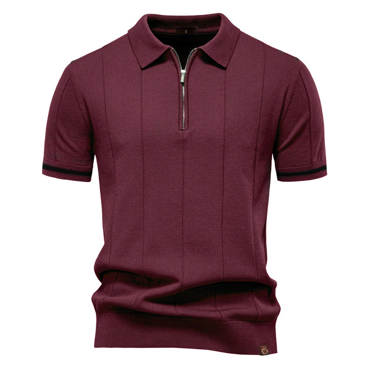 Gunther – Struktur-Zip-Poloshirt mit Kontrastdetails