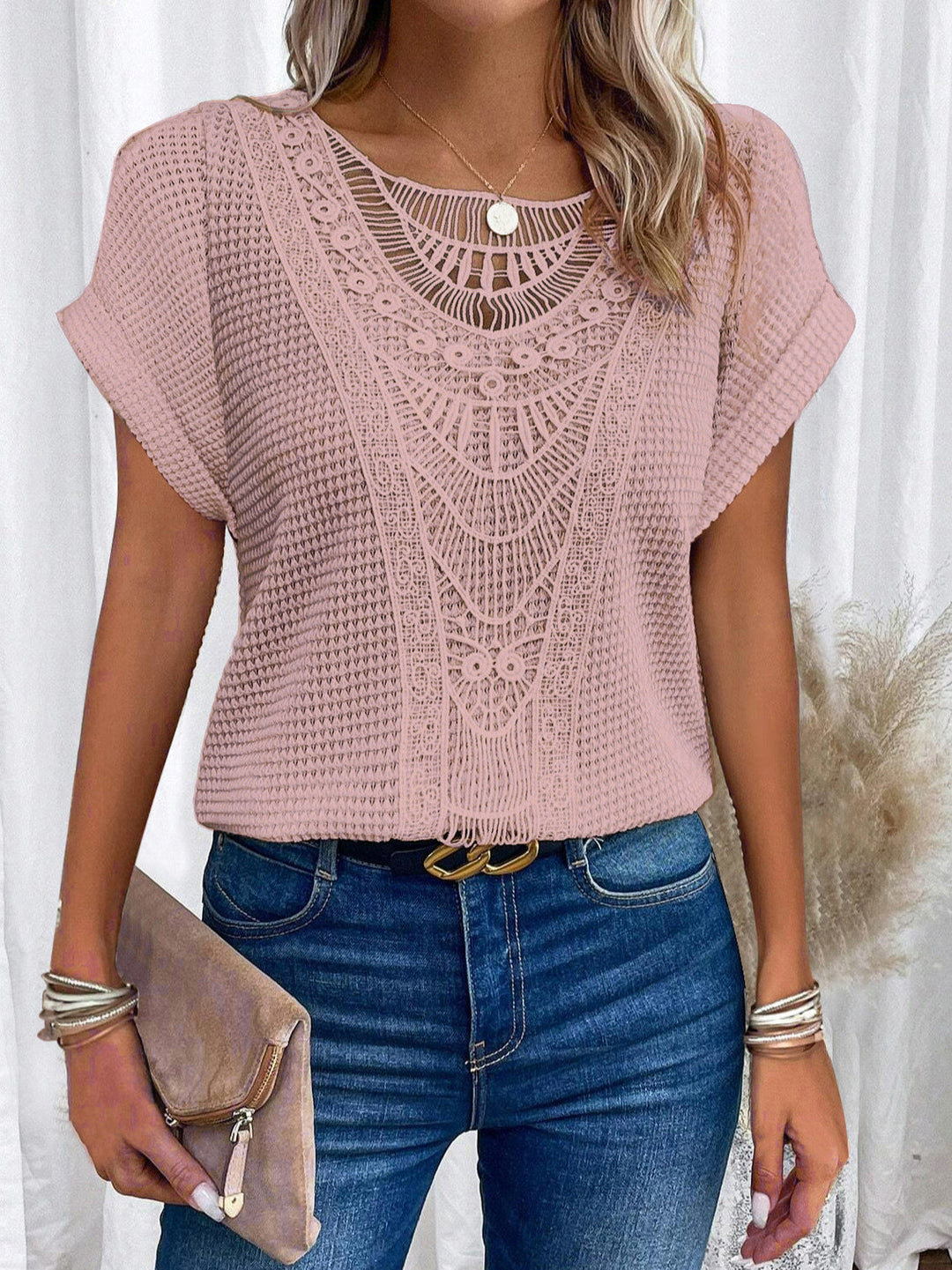 Zarelle – Kurzarm-Top mit Spitzendetails