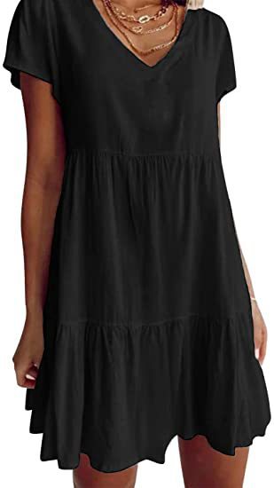 Lianelle – Stufiges Minikleid mit V-Ausschnitt