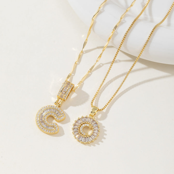 Elegantes 2er-Set Buchstabenanhänger-Halsketten