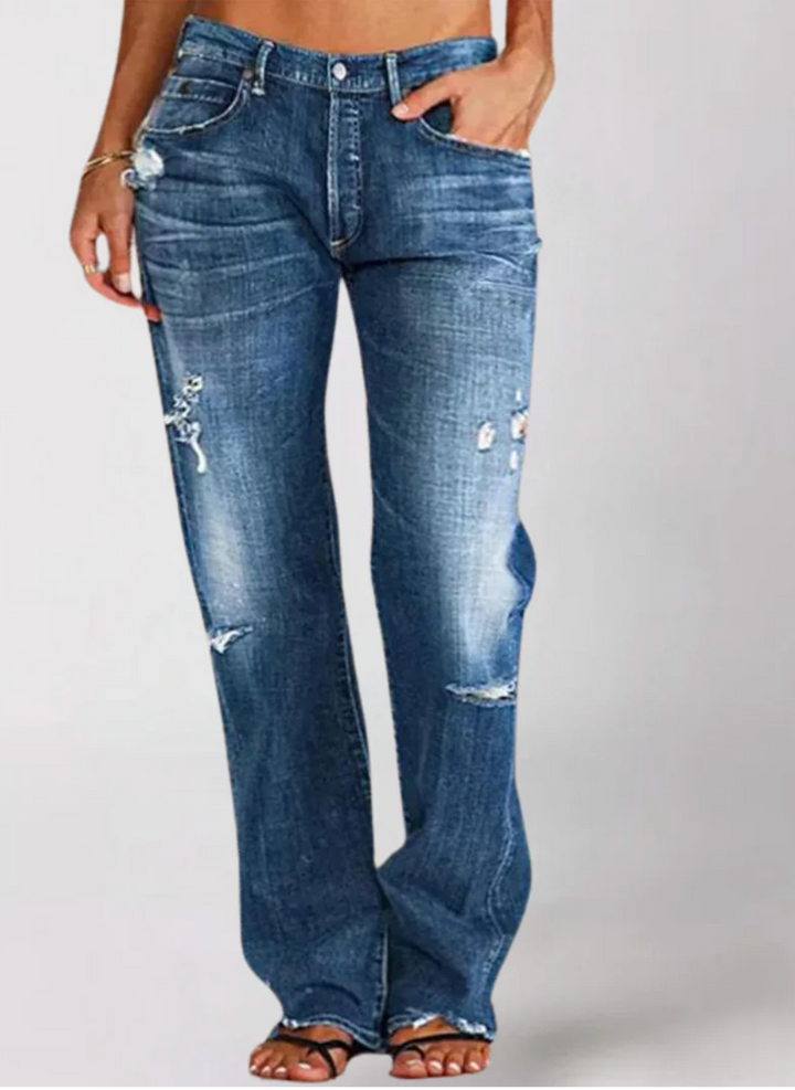 Hadelmar – Gerade Geschnittene Distressed Jeans