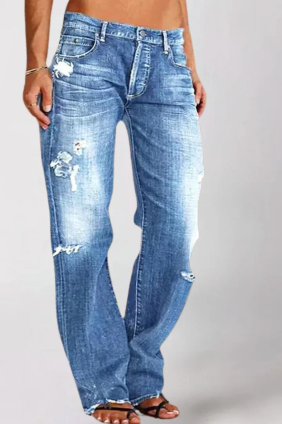 Hadelmar – Gerade Geschnittene Distressed Jeans