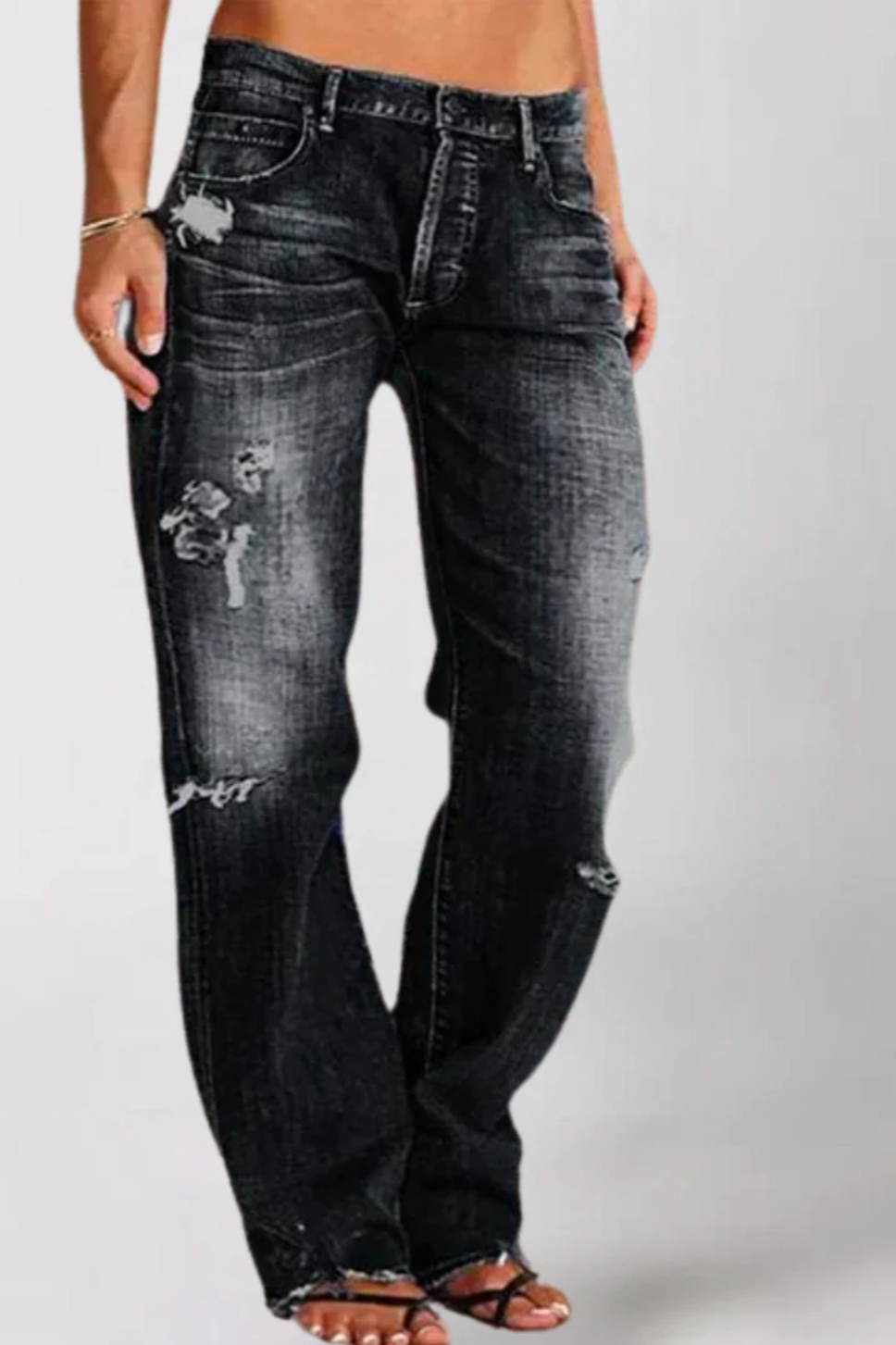 Hadelmar – Gerade Geschnittene Distressed Jeans