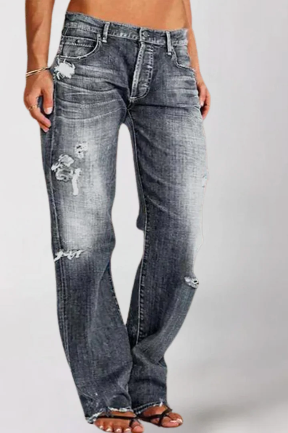 Hadelmar – Gerade Geschnittene Distressed Jeans