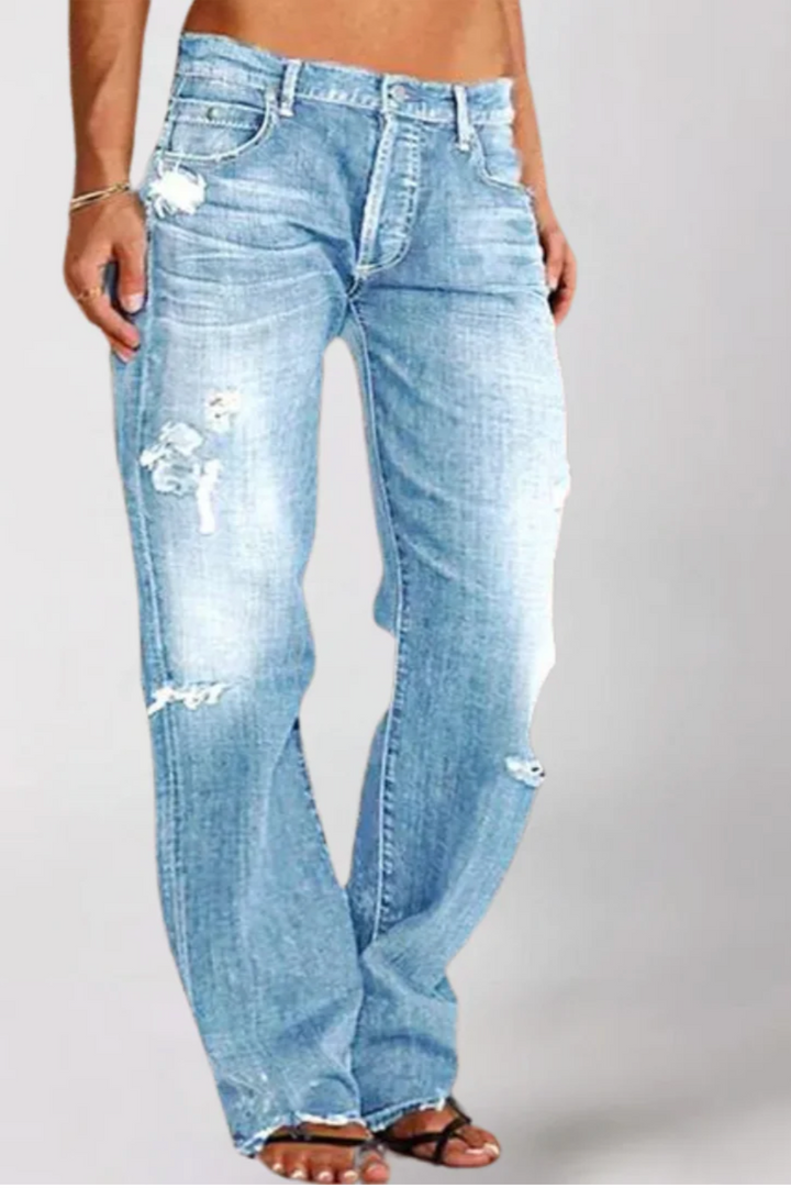 Hadelmar – Gerade Geschnittene Distressed Jeans