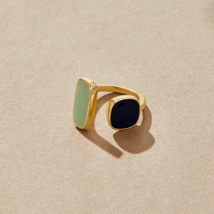 Doppelstein-Ring mit Schlichtem Wickeldesign