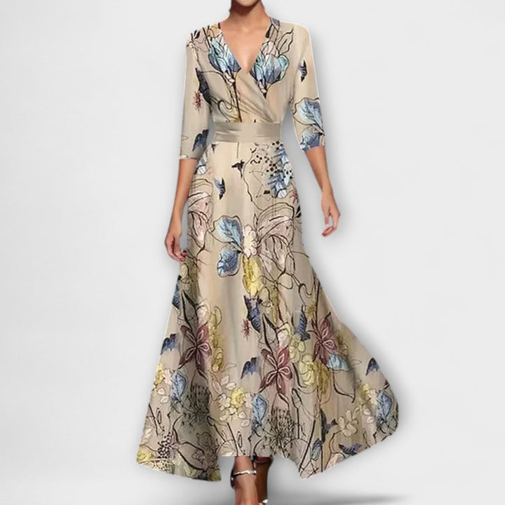 Runhild – Bedrucktes Ausgestelltes Wickelkleid