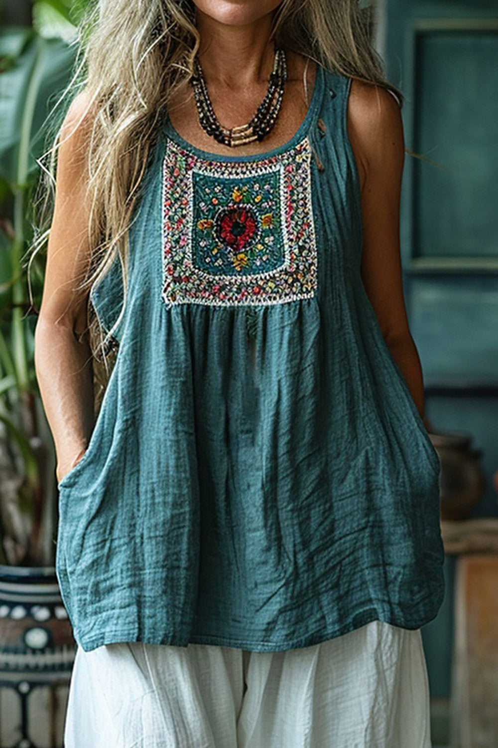 Althea – Bestickertes Boho-Trägertop